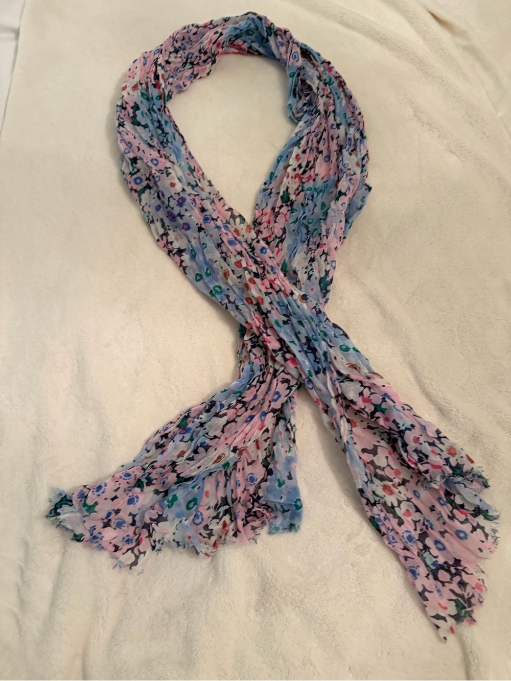 kate spade Pink & Blue Floral Crinkle Scarf